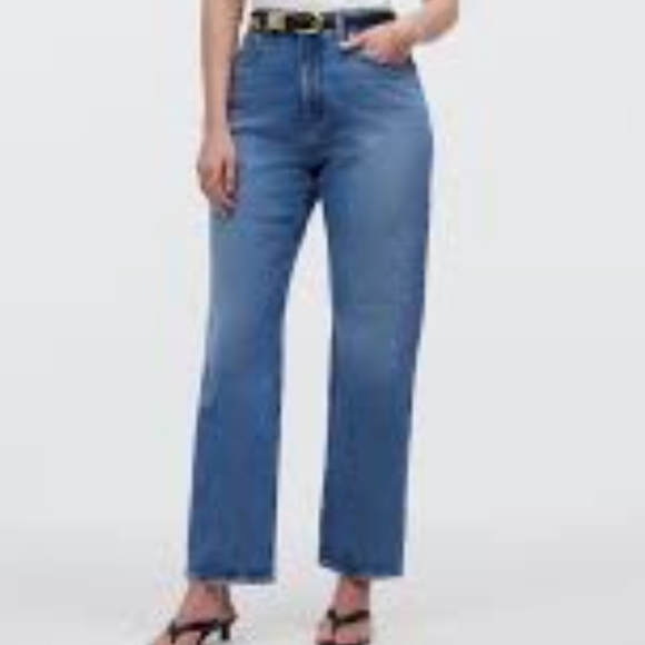 Madewell Jeans Women's Size 25 Curvy 90s Straight Crop Style NQ204 Blue Barrel - Picture 2 of 12